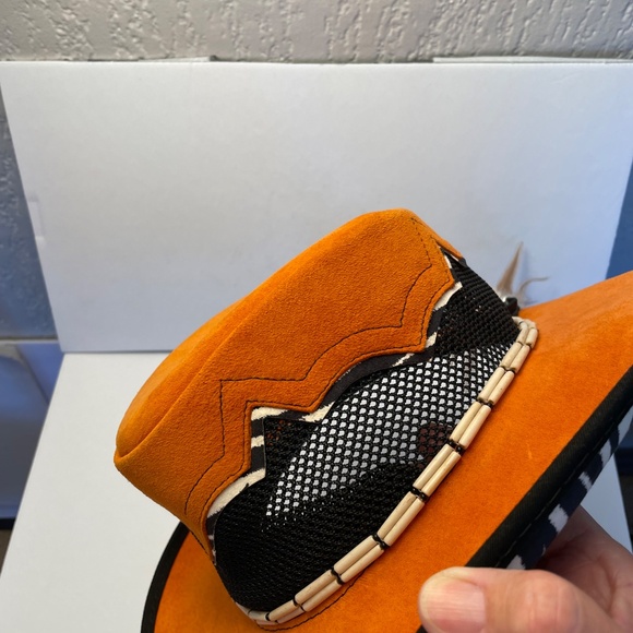 Cowboy Hat Orange & Zebra Soft Suede - Medium - Made in USA - Picture 6 of 11